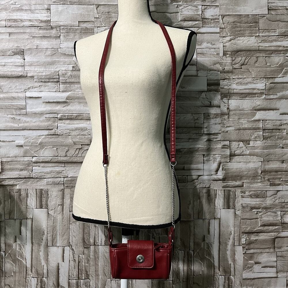 Small Sangria Chain Link Crossbody Purse wallet for cards, coins and ID